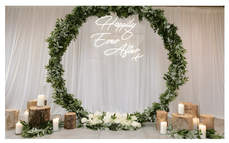 Background cưới kết hợp đèn LED